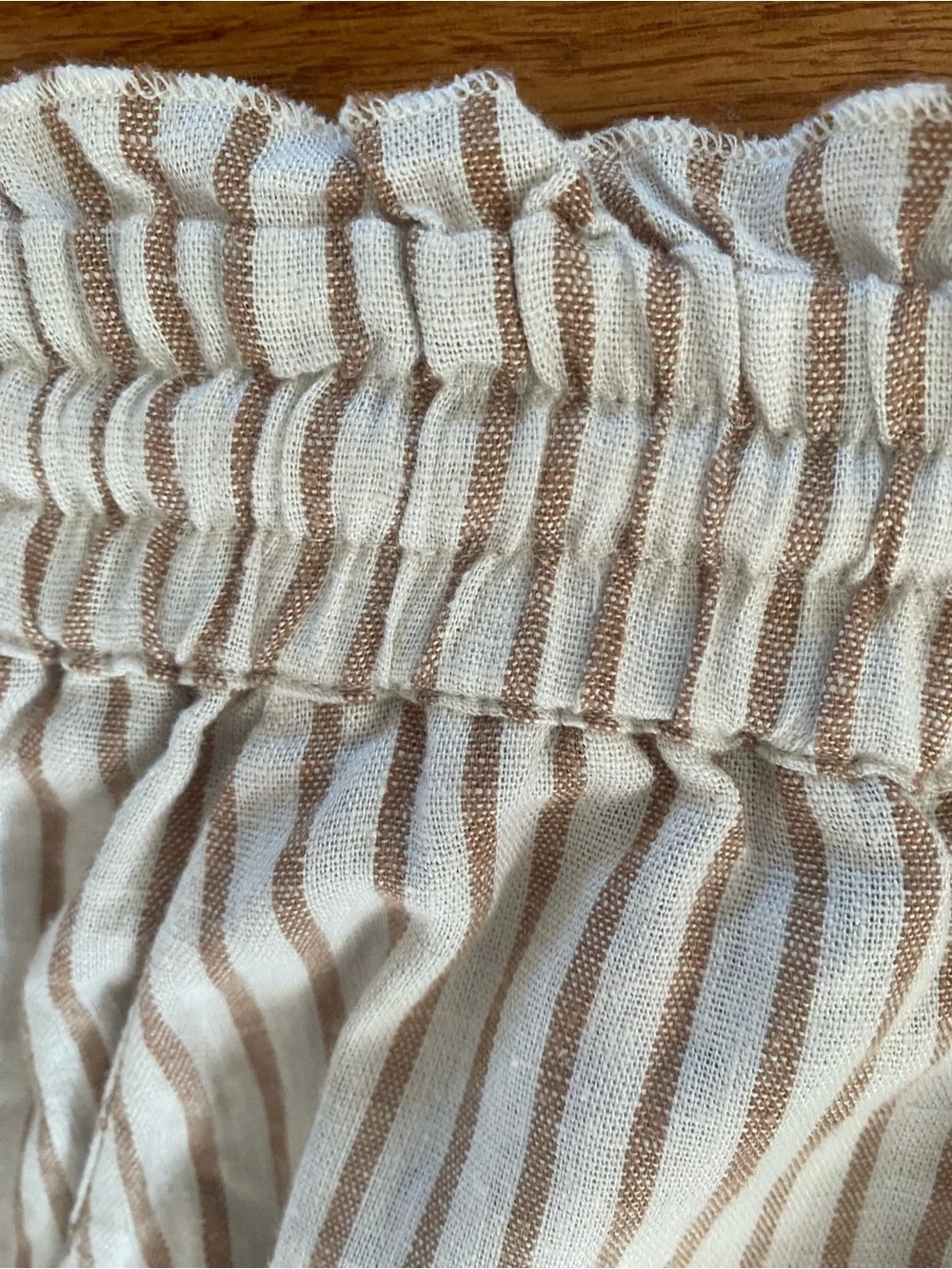 Saltwater Luxe NWT Almond Stripe Wide Leg Drawstring Pants Linen Blend M - Picture 10 of 16